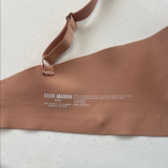 Steve Madden Logo Nude Beige Tan Underwire Lightly Padded Full Coverage Bra 42C - Picture 3 of 6